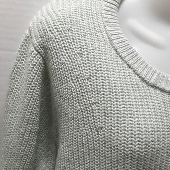 Banana Republic Wool Blend Popover Knit Sweater Butterfly Front Dusty Aqua XL - Picture 5 of 13